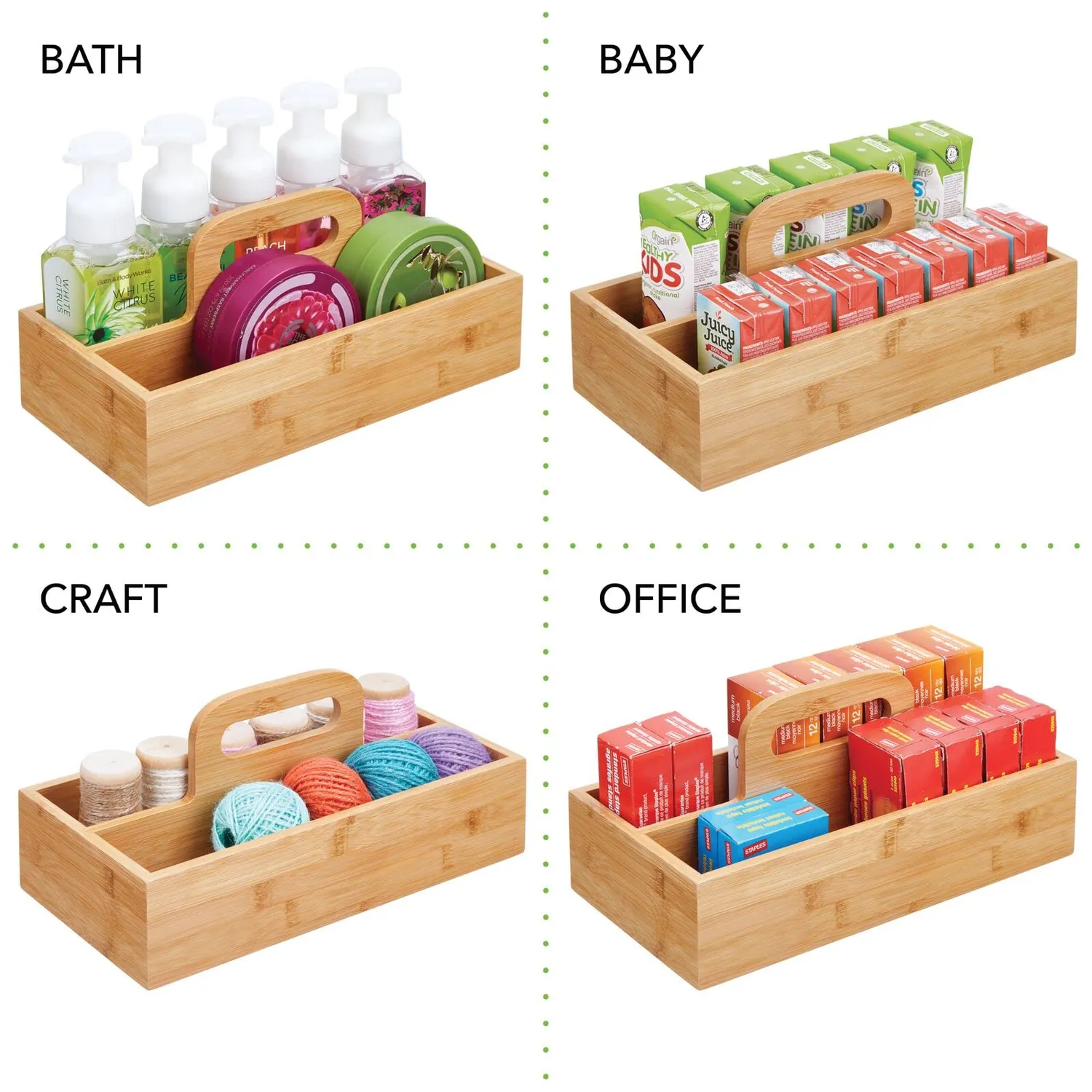 mDesign Küchen Organizer Aufbewahrungsbox Bambus natur
