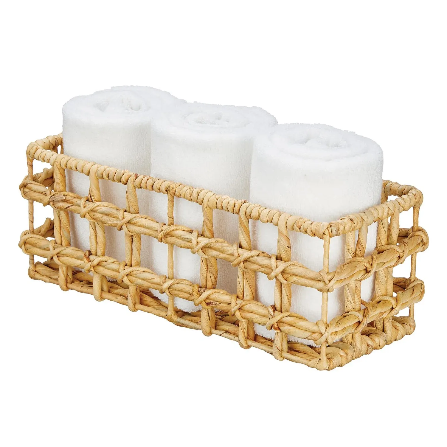 mDesign WC Korb Hyazinthe 38,1 cm für 3 Rollen natur
