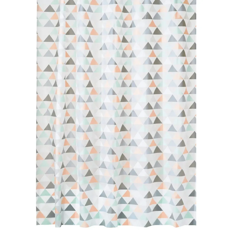 mDesign Duschvorhang Dreiecksmuster koralle mint 183x183 cm
