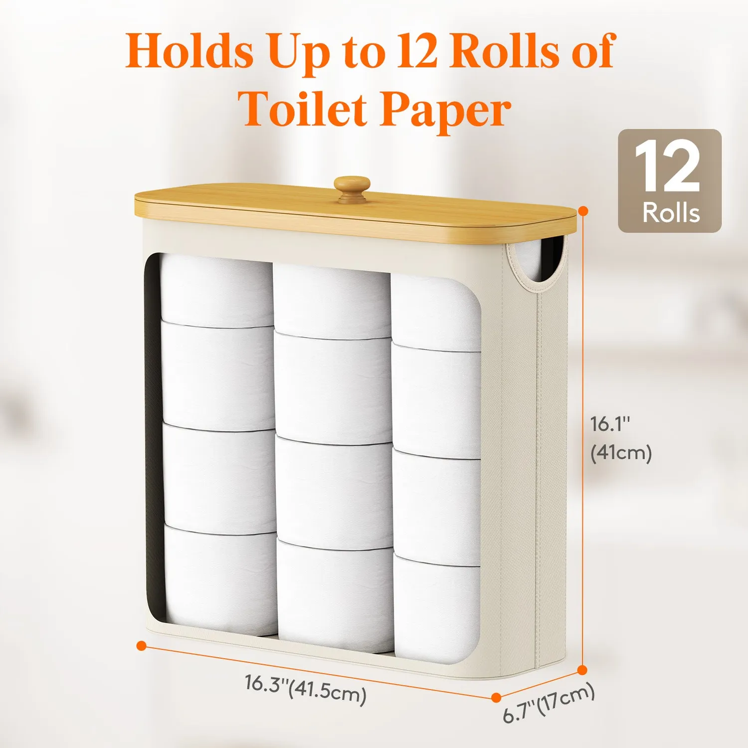 Lifewit Bambus Toilettenpapierkorb Aufbewahrungskorb Weiß 23L