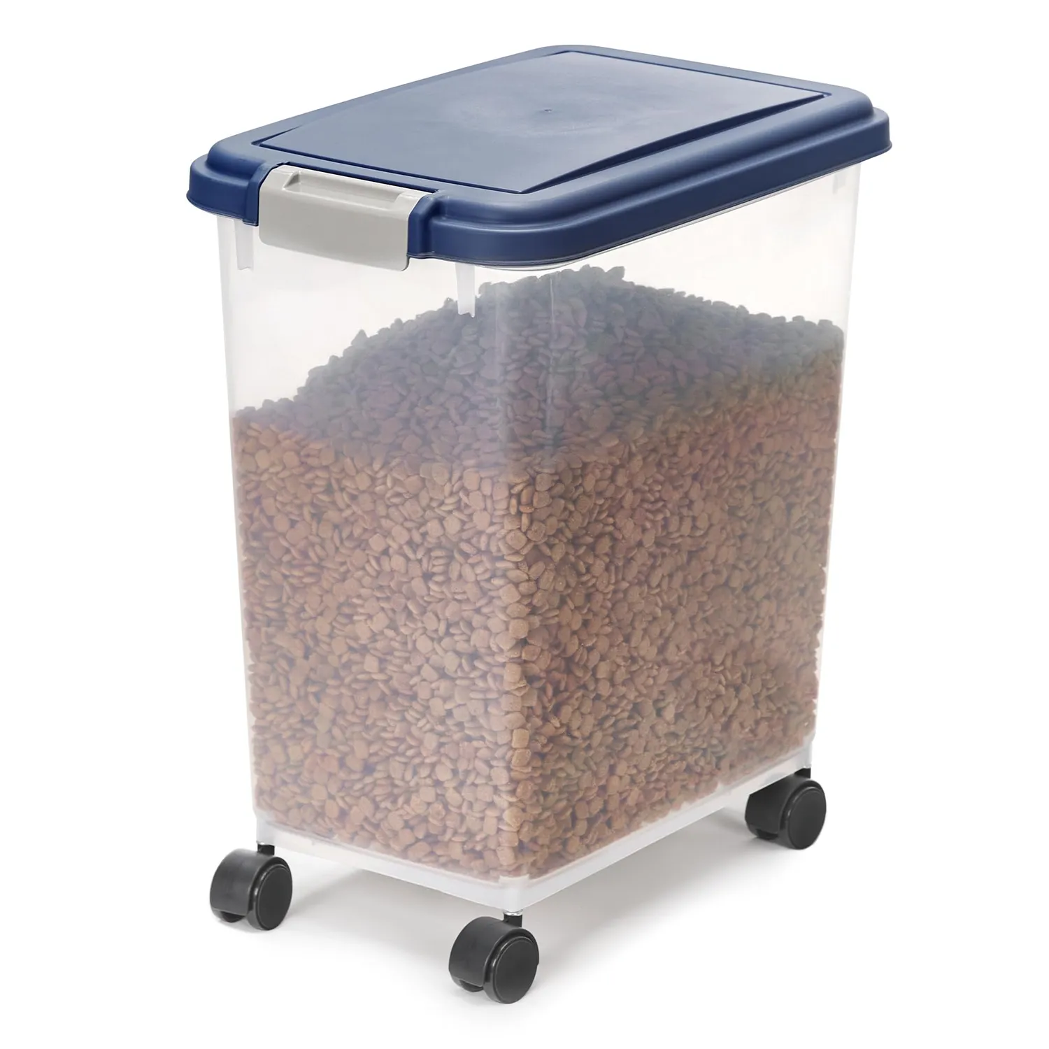 Iris Ohyama Futterbox 30L+10L blau luftdicht mit Rollen