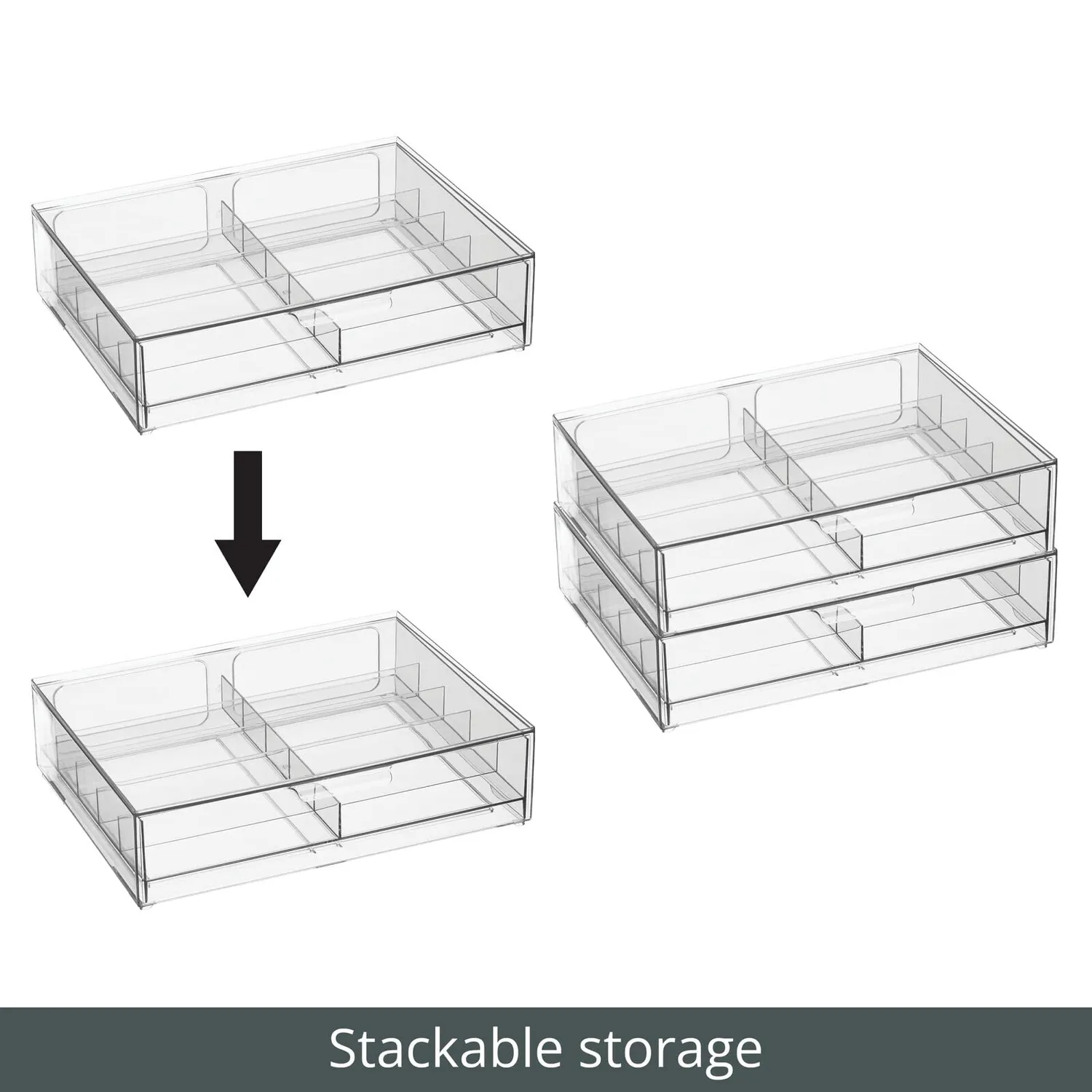 mDesign Brillenaufbewahrung 2 Schubladen weiß transparent