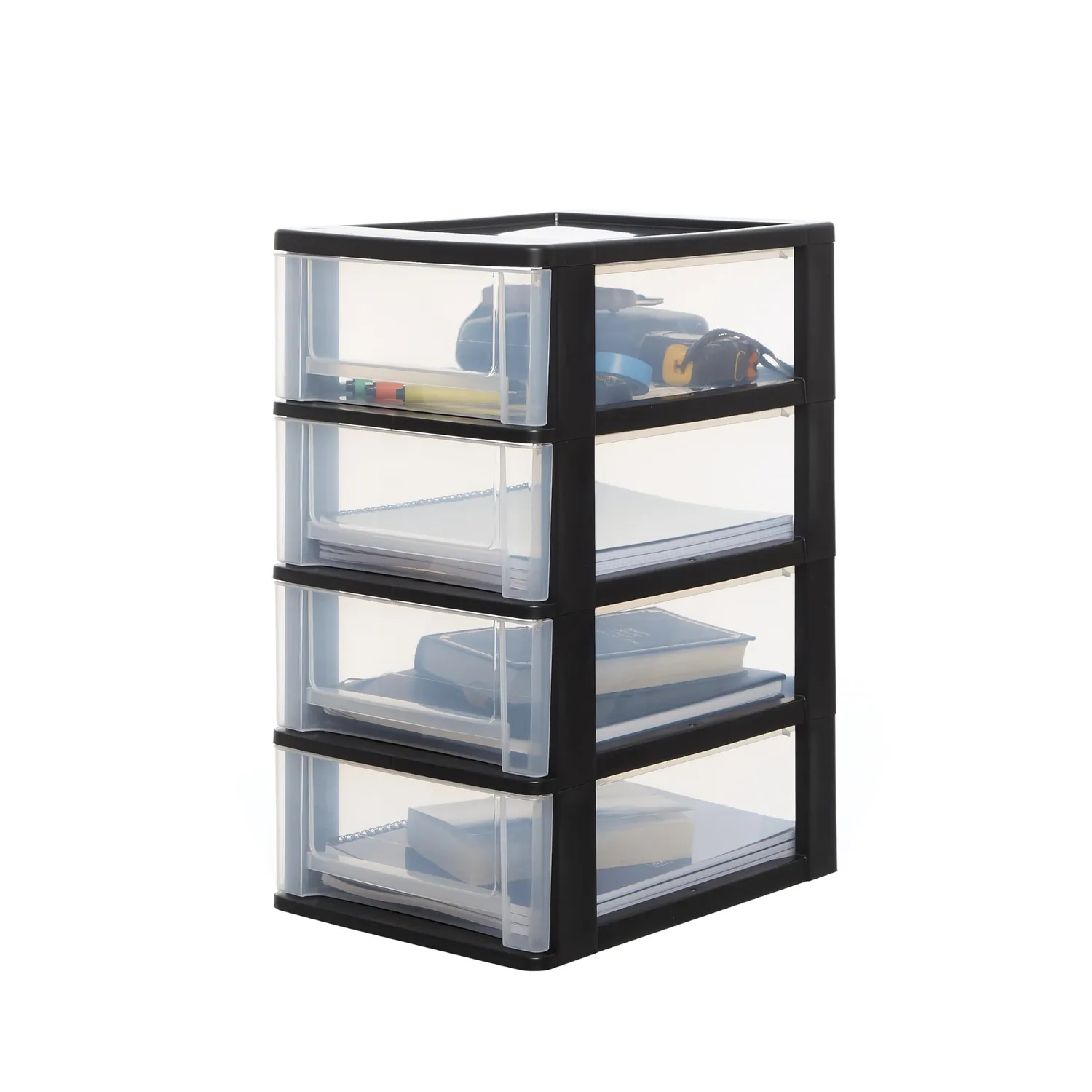 Iris Ohyama Organizer Chest DDOCH-2004 Schubladenbox Schwarz 4 Schubladen A4