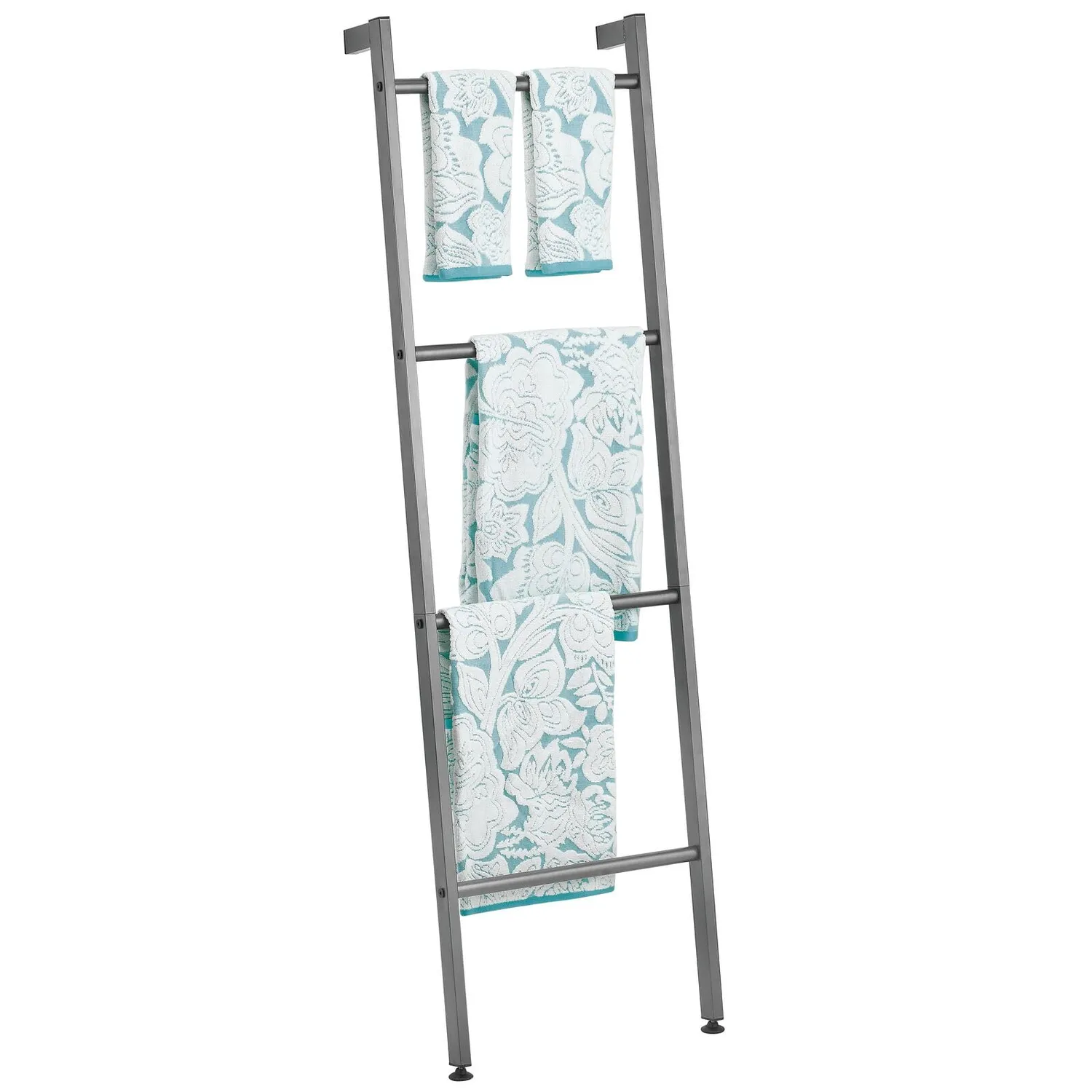 mDesign Handtuchleiter Metall 4 Ebenen graphitgrau 166,4 cm