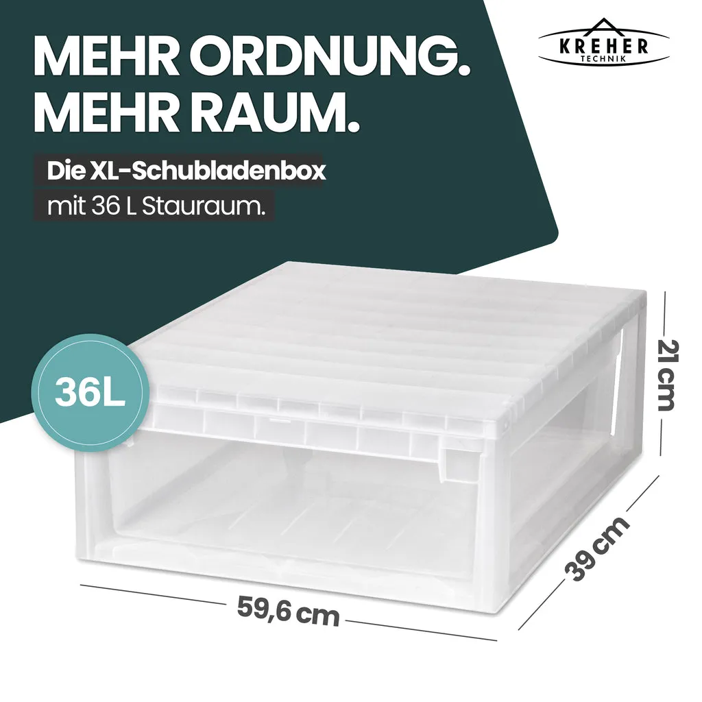 Kreher Schubladenbox Set XL 36L + 2x M 12L Transparent
