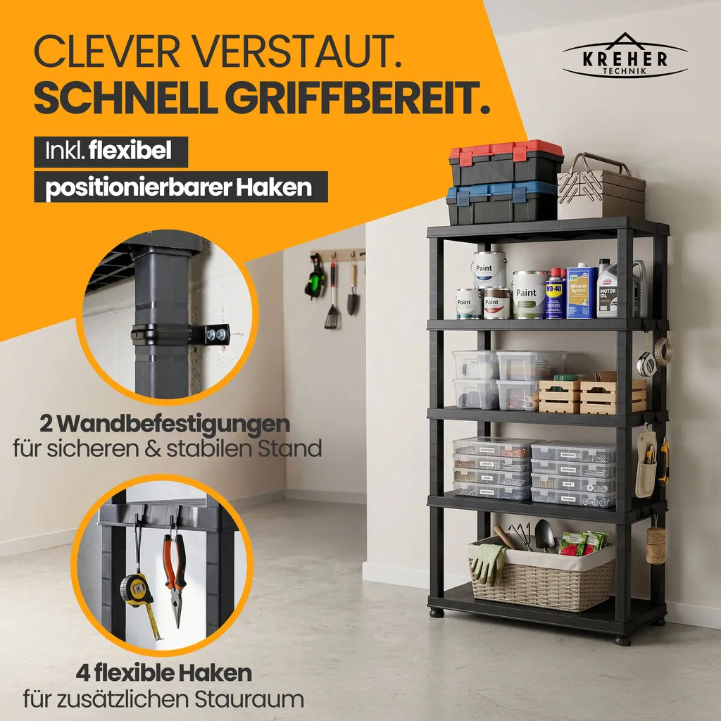Kreher Evo Schwerlastregal 5 Böden 2er Set schwarz 35 kg