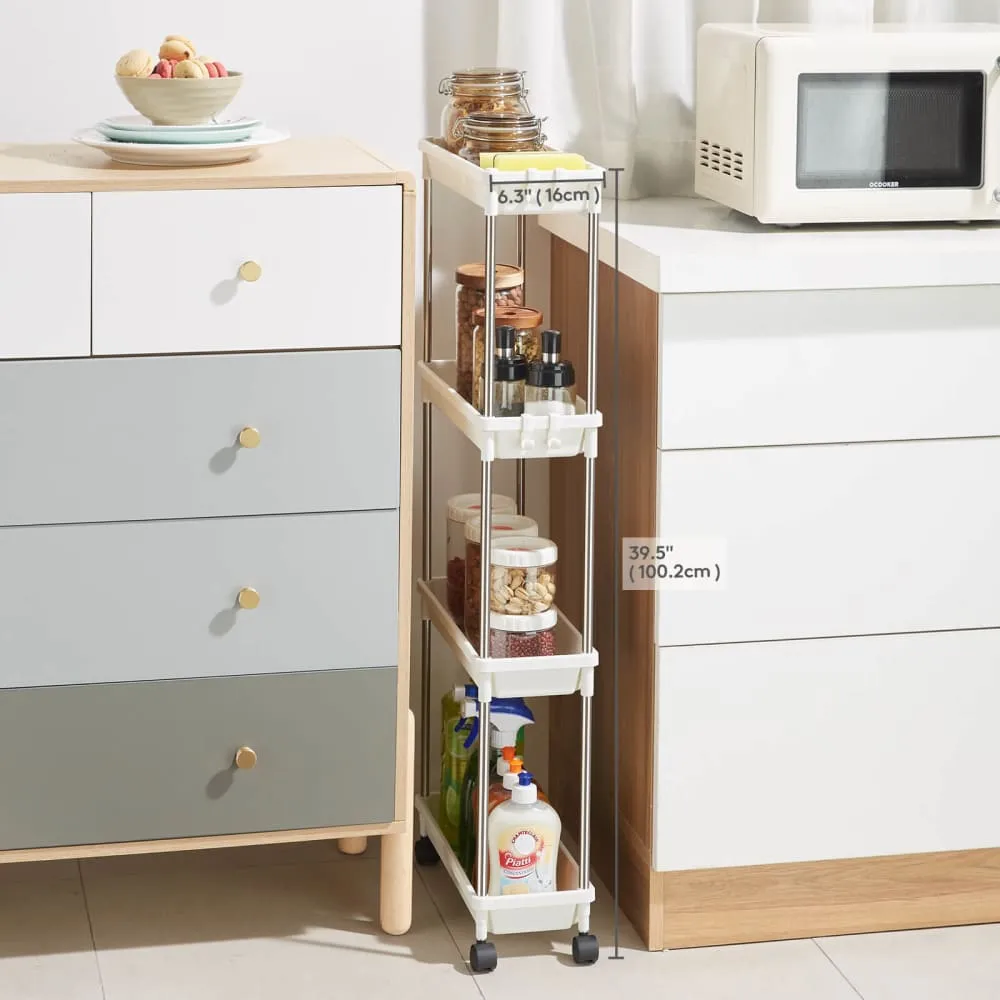 Lifewit Rollwagen Weiß 3 Etagen 16 cm schmal