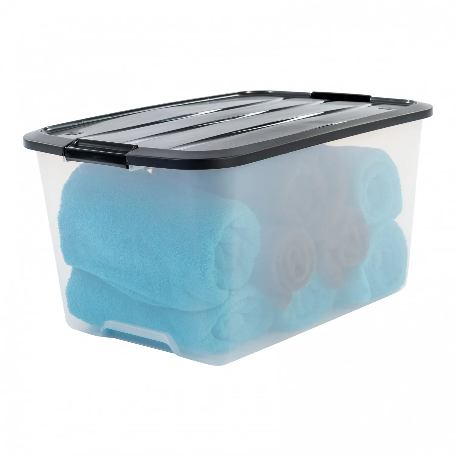 Iris Ohyama TB-45 Aufbewahrungsbox 45L schwarz 6er-Set Deckel