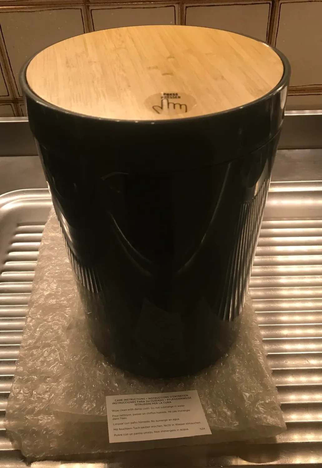 mDesign Mülleimer Bambus Deckel 5L grau