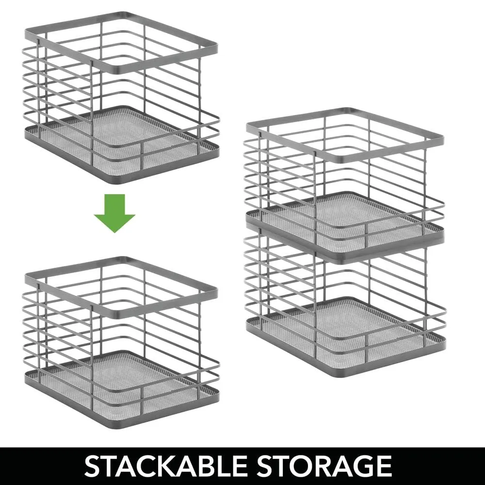 mDesign Drahtkörbe 2er-Set graphitgrau stapelbar offen