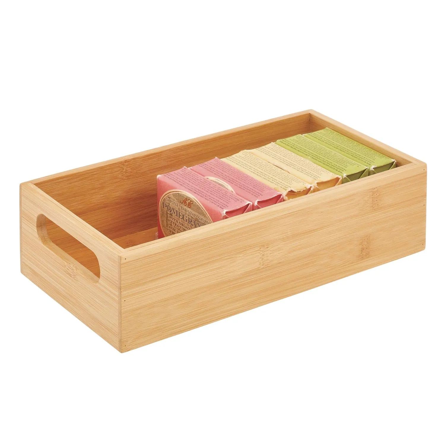 mDesign Aufbewahrungsbox 2er-Set Bambus natur mit Griff