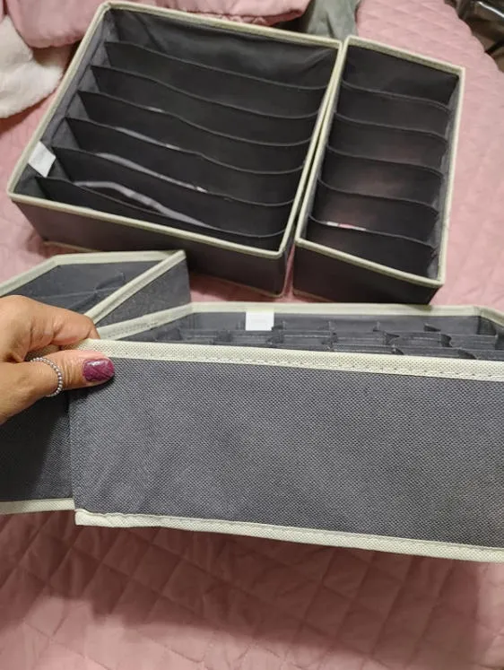 Lifewit Schubladen Organizer Stoff grau 4er Pack für Wäsche