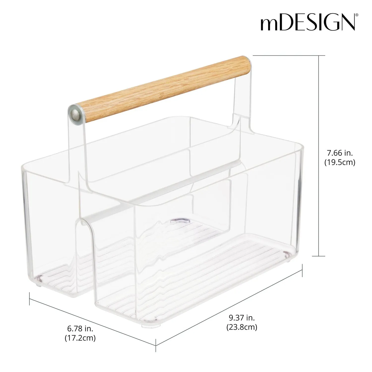 mDesign Küchenkorb Caddy 2 Fächer Griff transparent