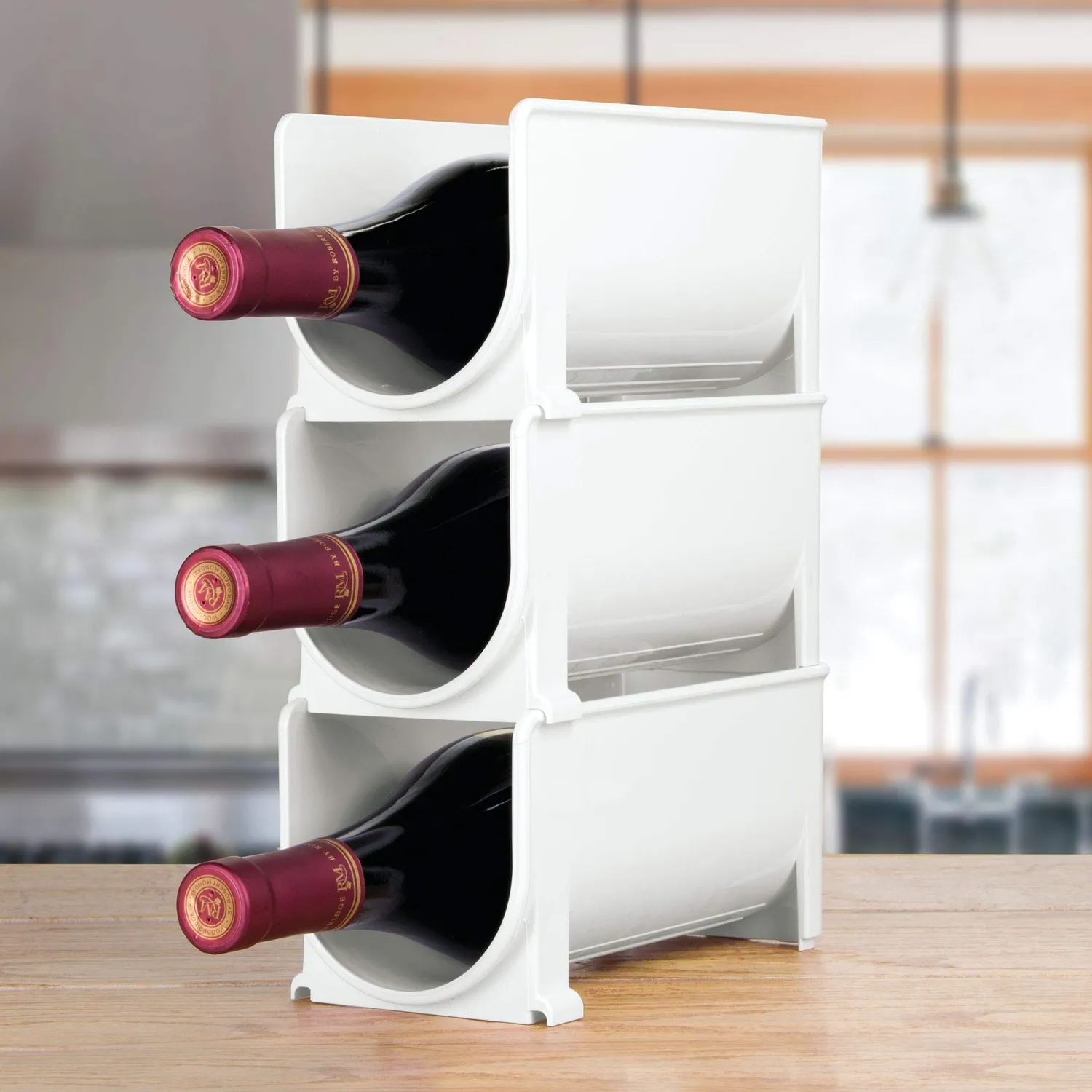 mDesign 4452MDKEU Flaschenhalter 4er-Set schwarz stapelbar
