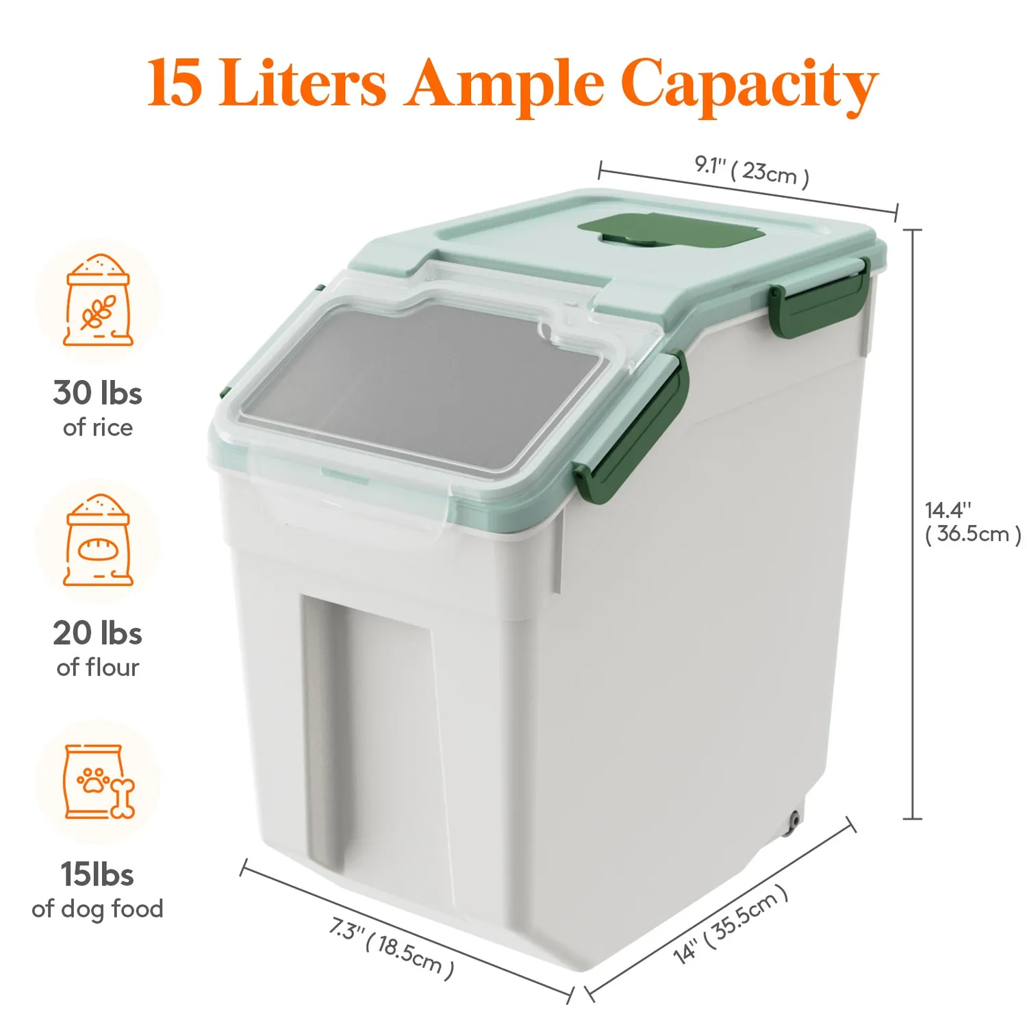 Lifewit Vorratsbehälter 15L luftdicht 2er Pack für Futter