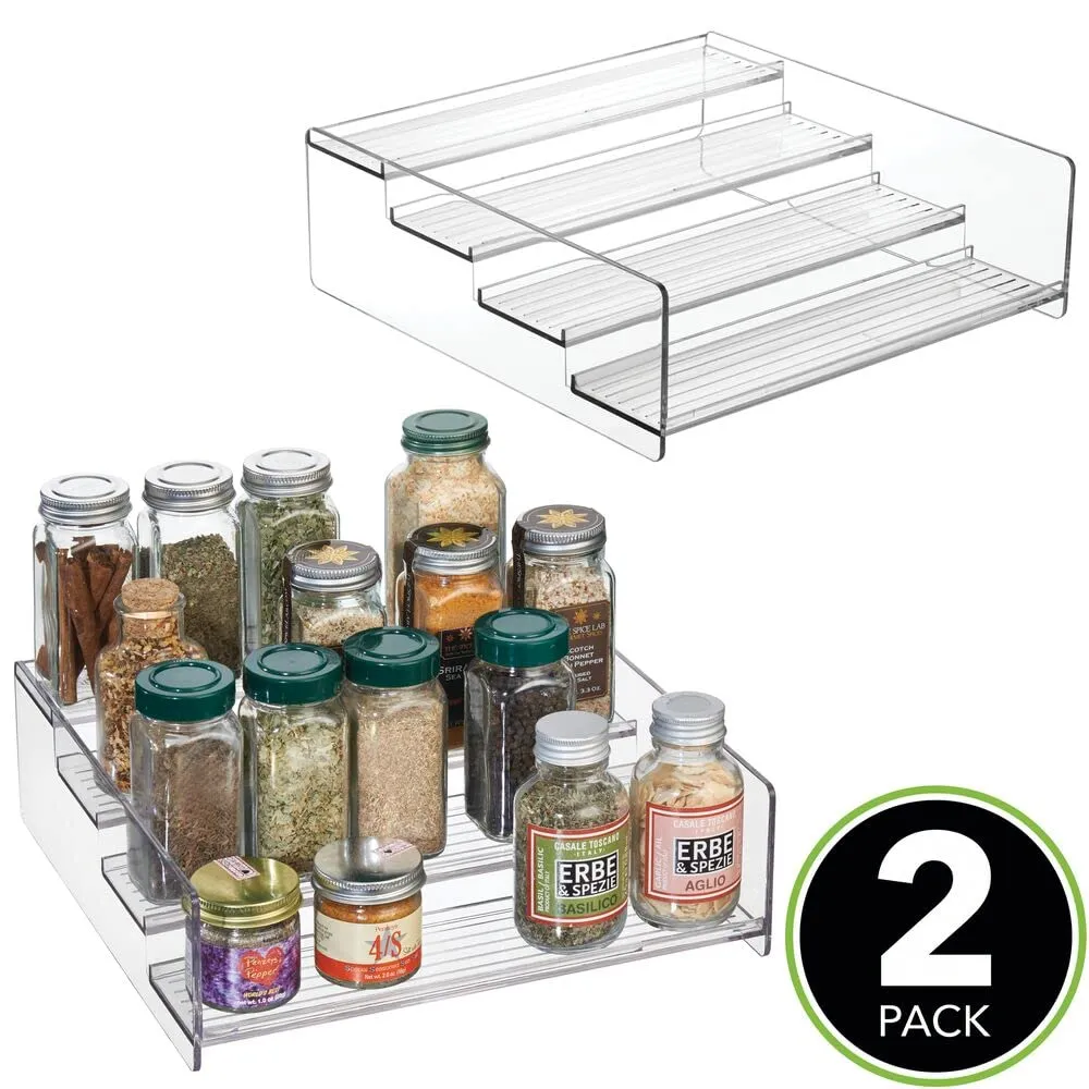 mDesign Gewürzregal Kunststoff durchsichtig 4-stufig 2er-Set