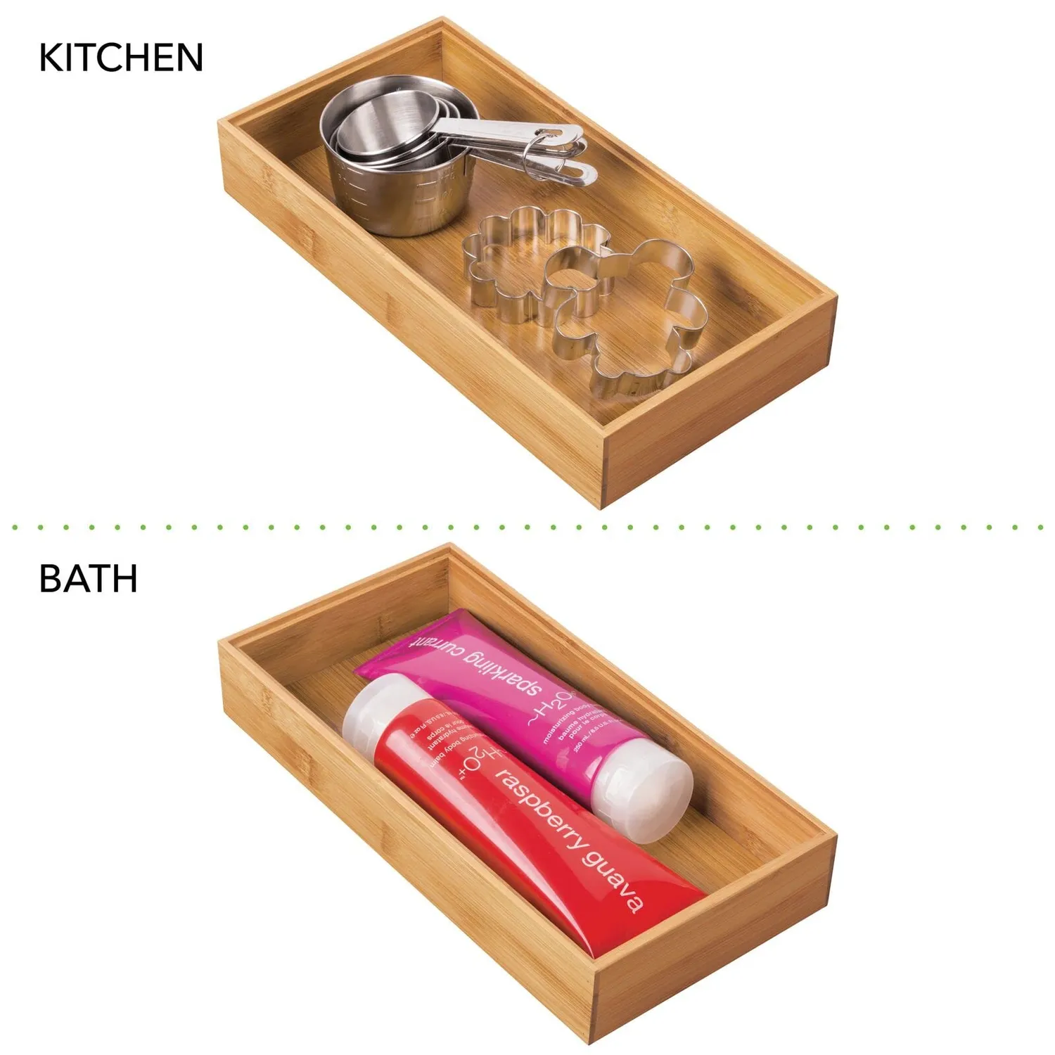 mDesign Bambus Schubladen-Organizer 30,5 cm 4er Set natur