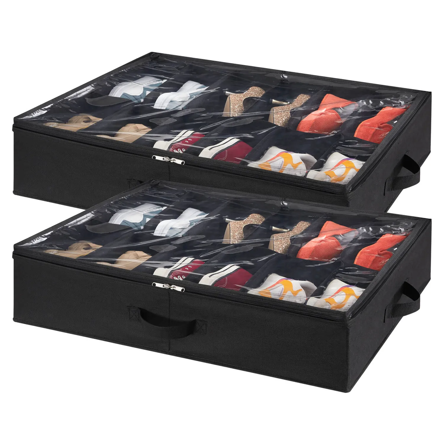 Lifewit Unterbett Schuh Organizer Grau 2er Pack 24 Paar