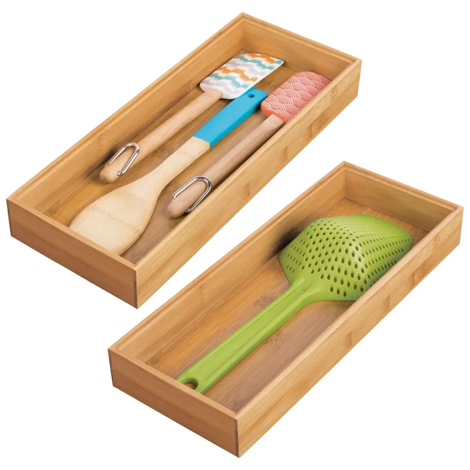 mDesign 01623MDKEU Besteckeinsatz Bambus 2er-Set hellbraun