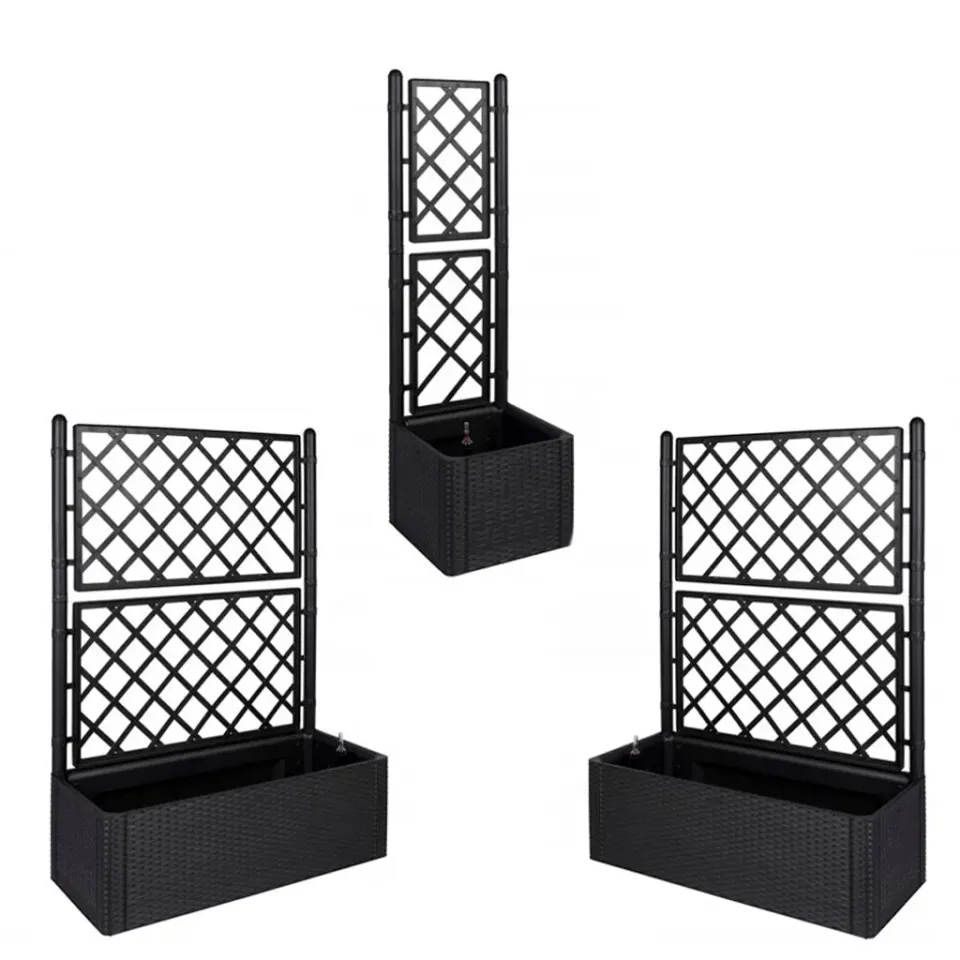 Kreher Rattan Spalier Set 3-teilig Anthrazit Rankhilfe