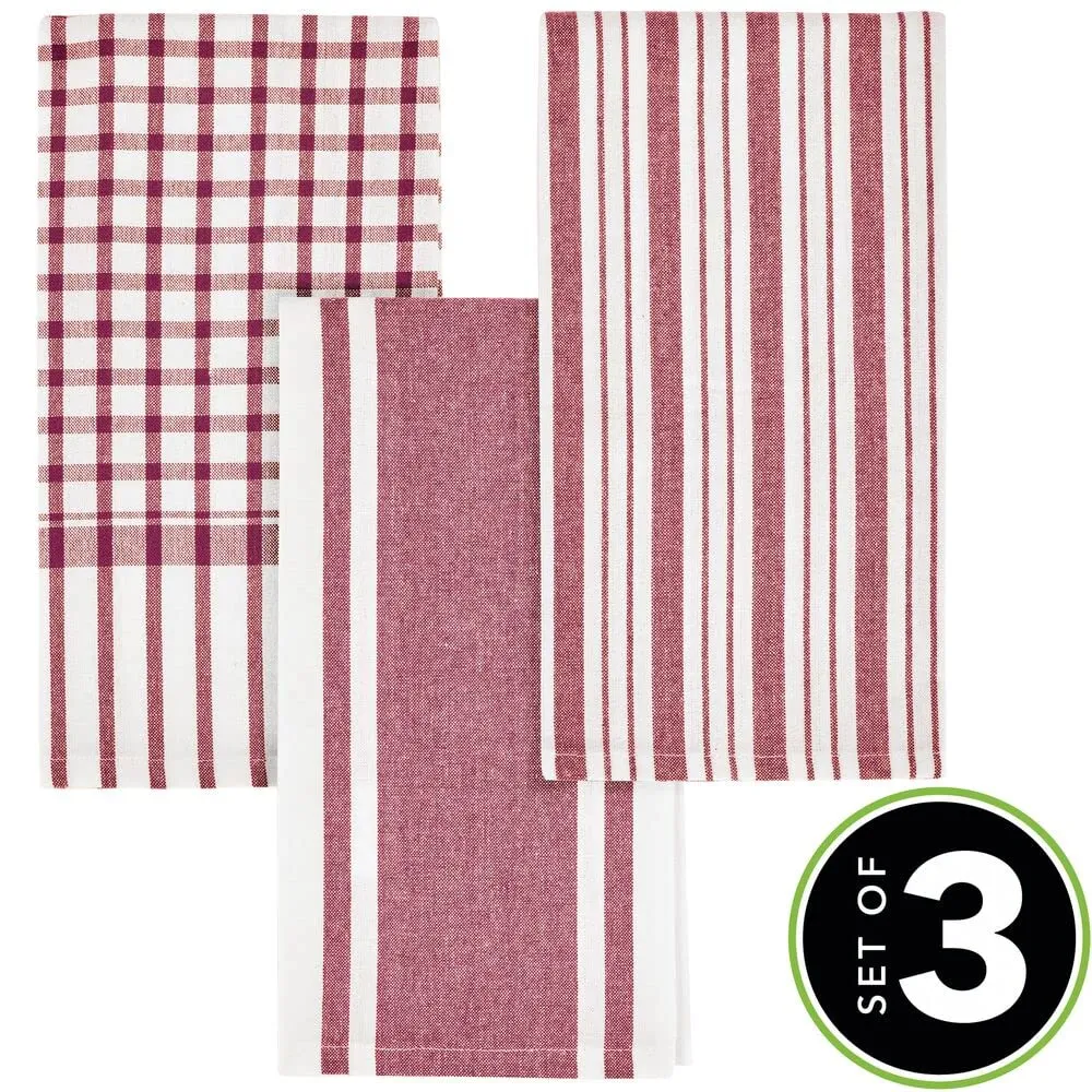 mDesign Geschirrtücher 3er-Set Rot Baumwolle 38x63 cm