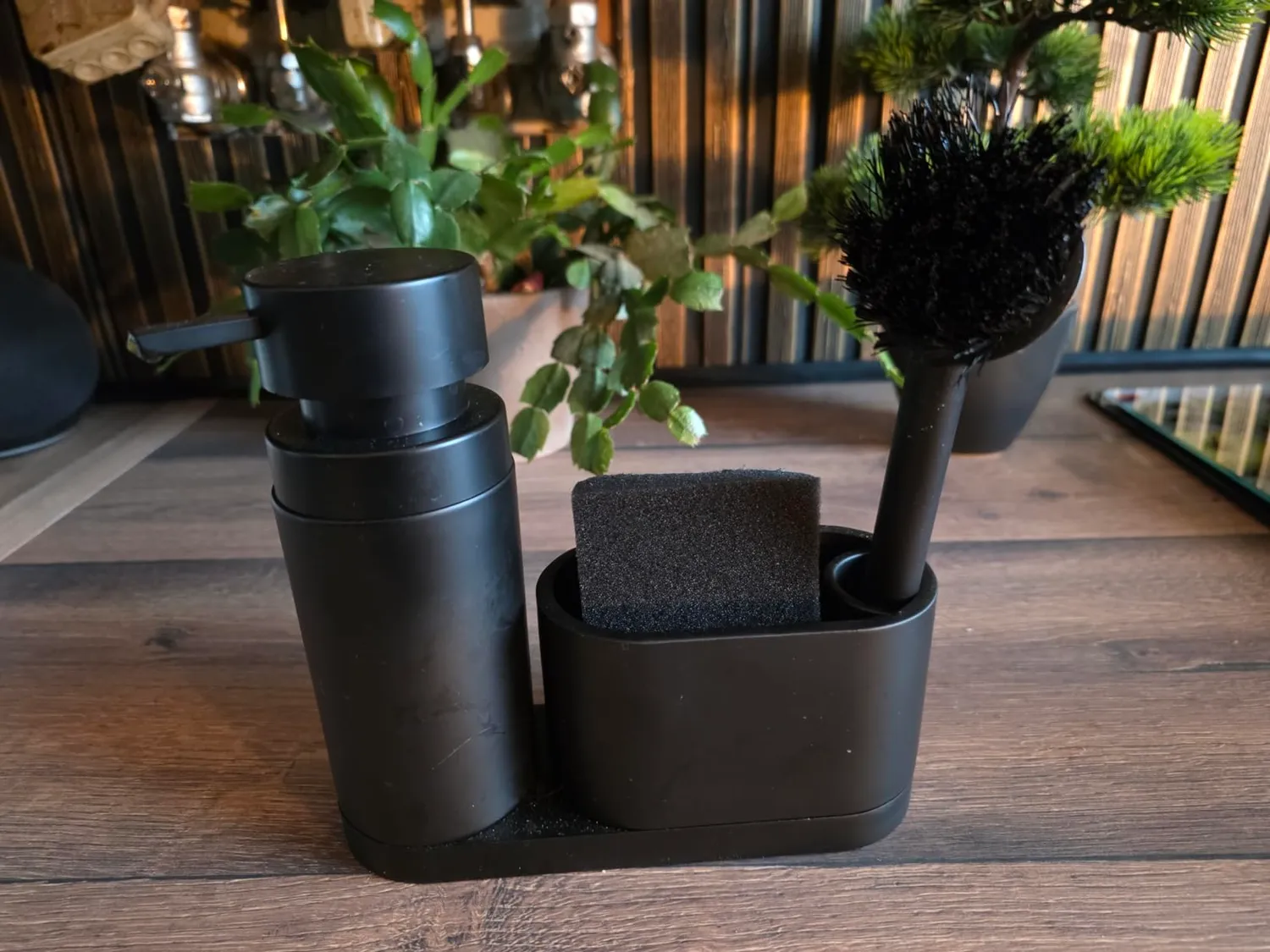 blackswedenhome Spülbecken Organizer Spül-Set schwarz matt Kunststein
