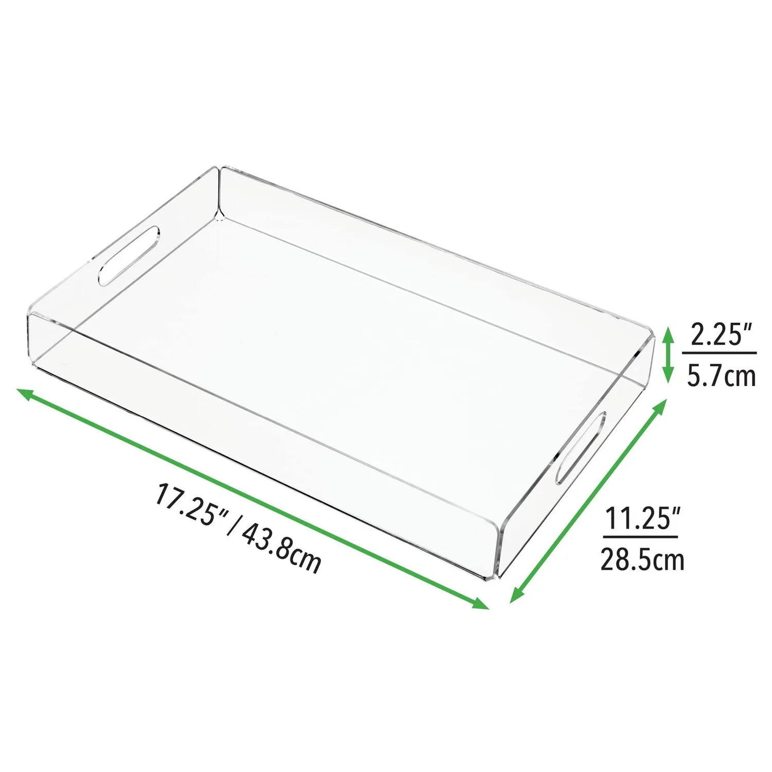mDesign Serviertablett Transparent 2er Set Griffe