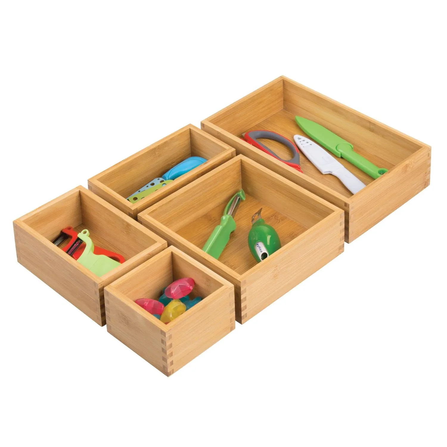 mDesign Schubladenbox Bambus Organizer 5er-Set Natur