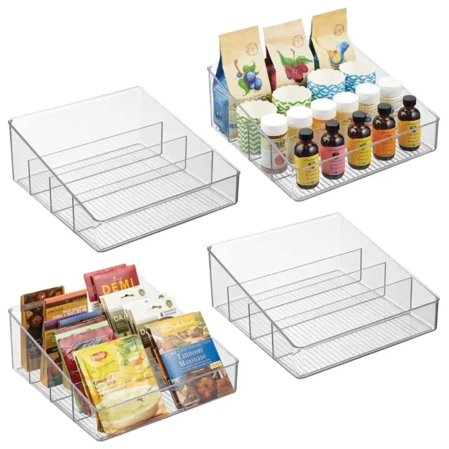 mDesign Küchen Organizer Kunststoff 4er-Set durchsichtig