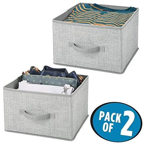 mDesign Aufbewahrungsbox Stoff grau 2er-Set Jute-Optik