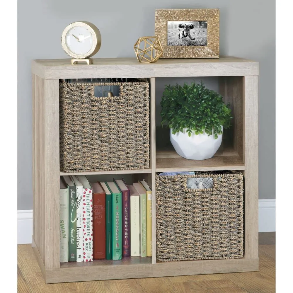 mDesign 2er-Set Aufbewahrungskorb Seegras grau geflochten
