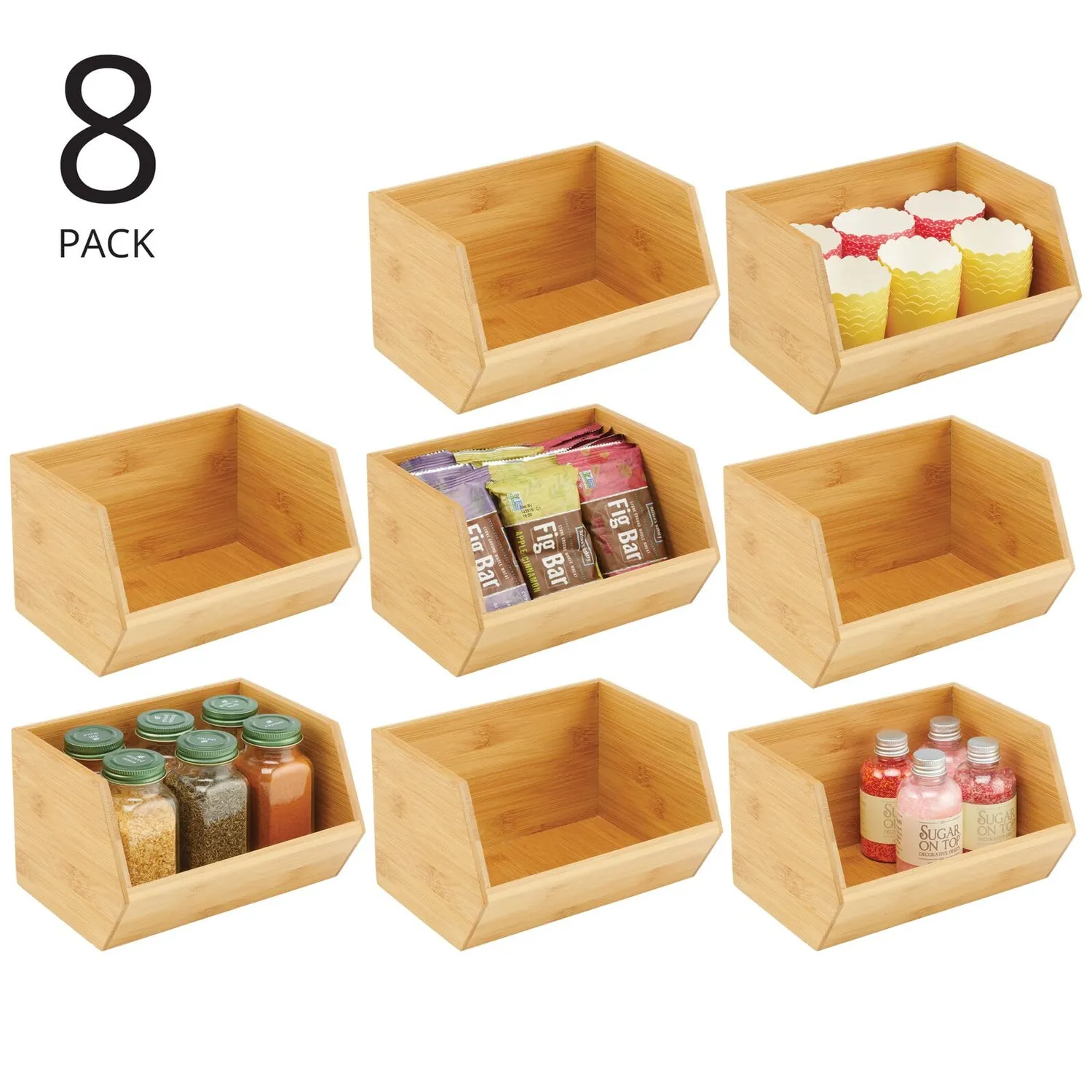 mDesign Echo Aufbewahrungsbox Bambus 8er Natur
