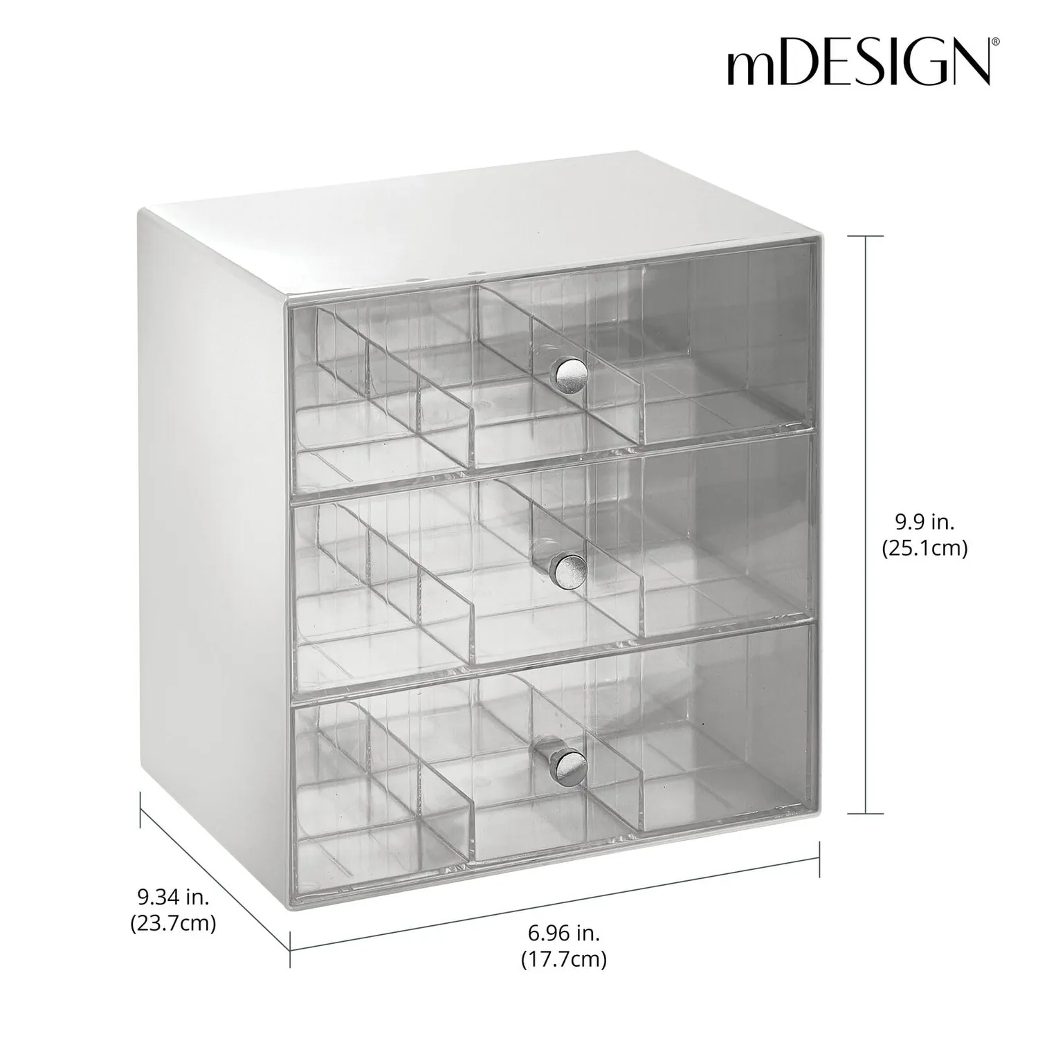 M Design Teebox Kunststoff 2er-Set grau 27 Fächer 3 Schubladen