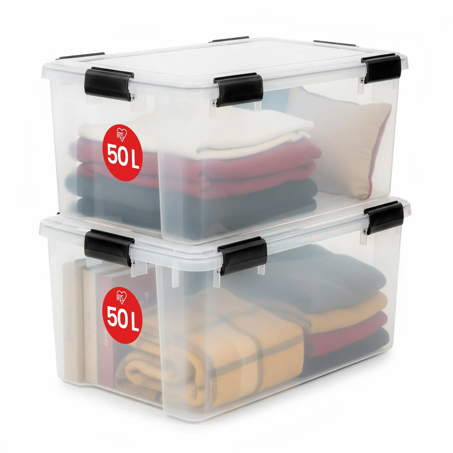 Iris Ohyama AT-L Aufbewahrungsboxen 50L 2er-Set Schwarz