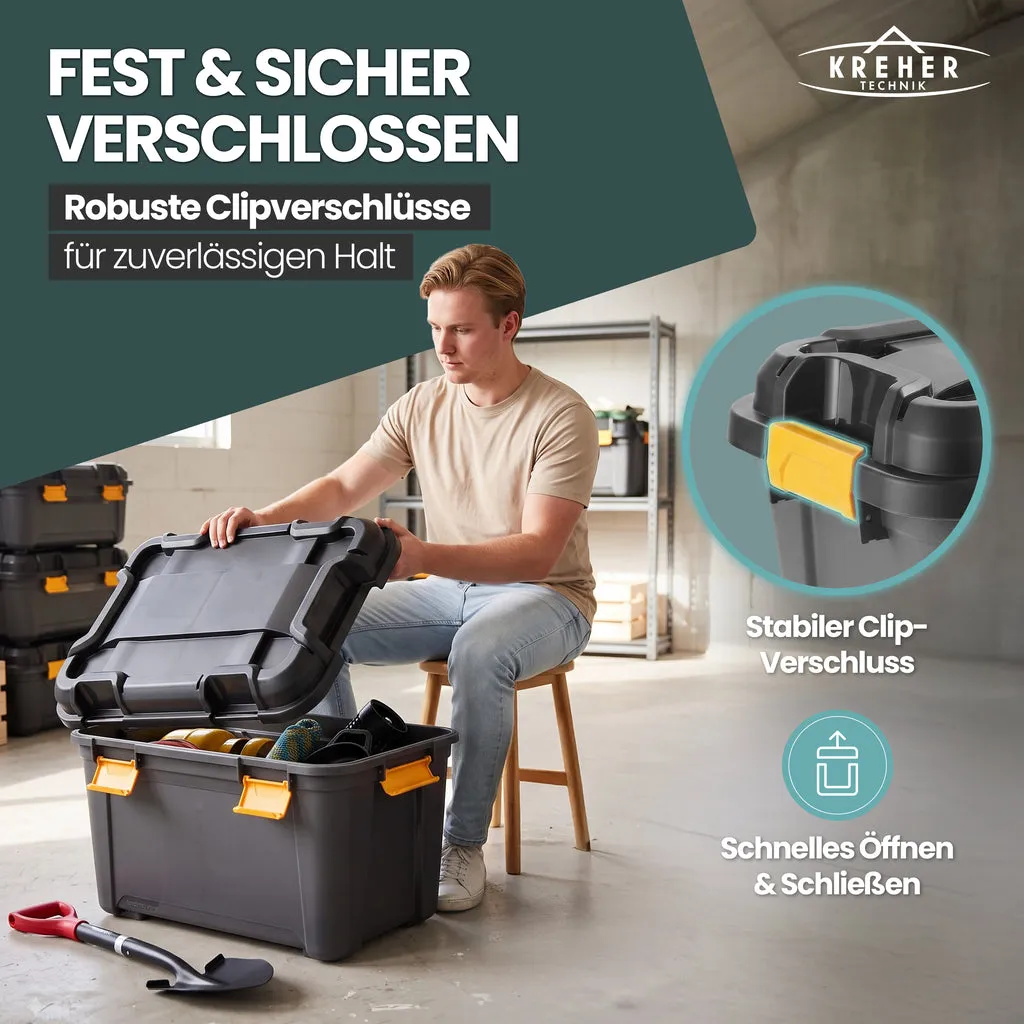 Kreher Bunker Aufbewahrungsbox 80L mit Deckel IPX7 schwarz