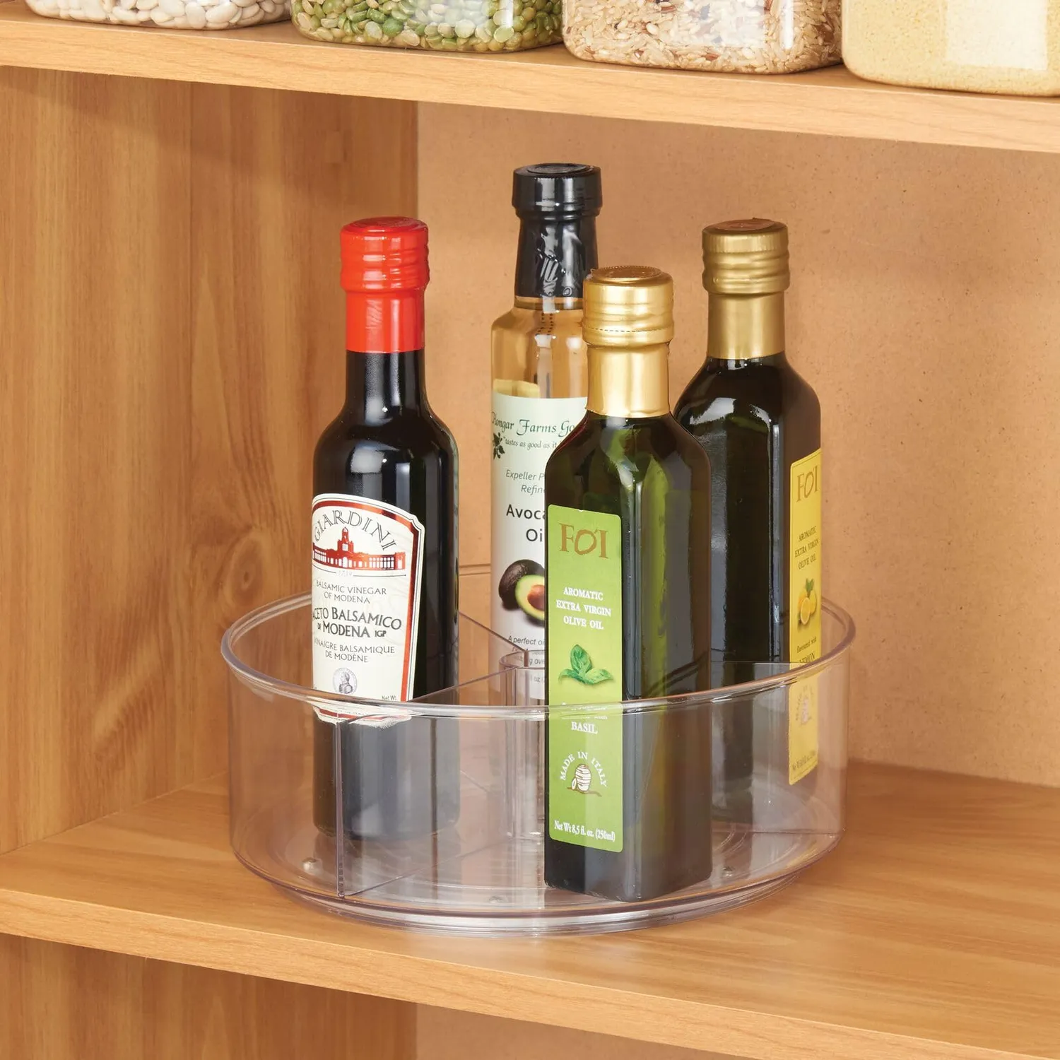 mDesign Lazy Susan Drehteller transparent für Kühlschrank