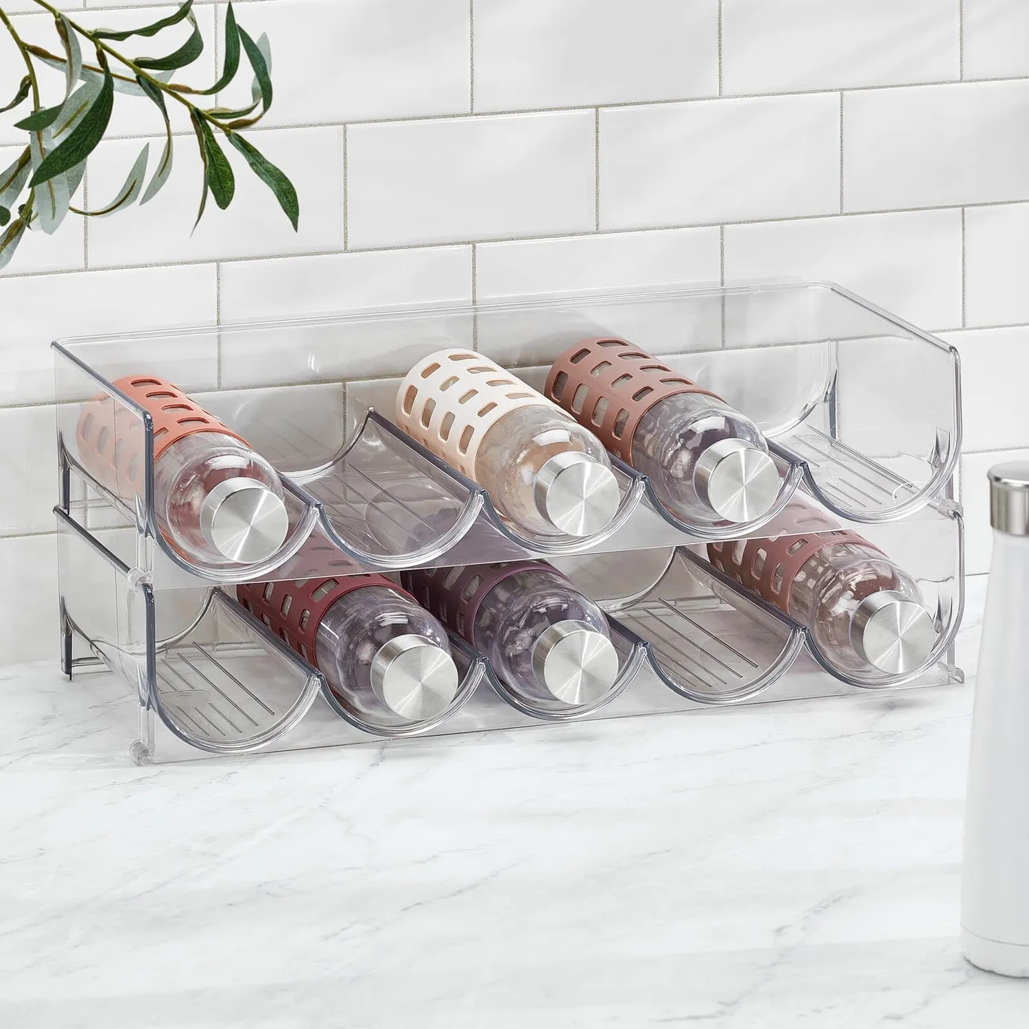 mDesign Flaschenhalter Kühlschrank Weinständer 5 Flaschen transparent