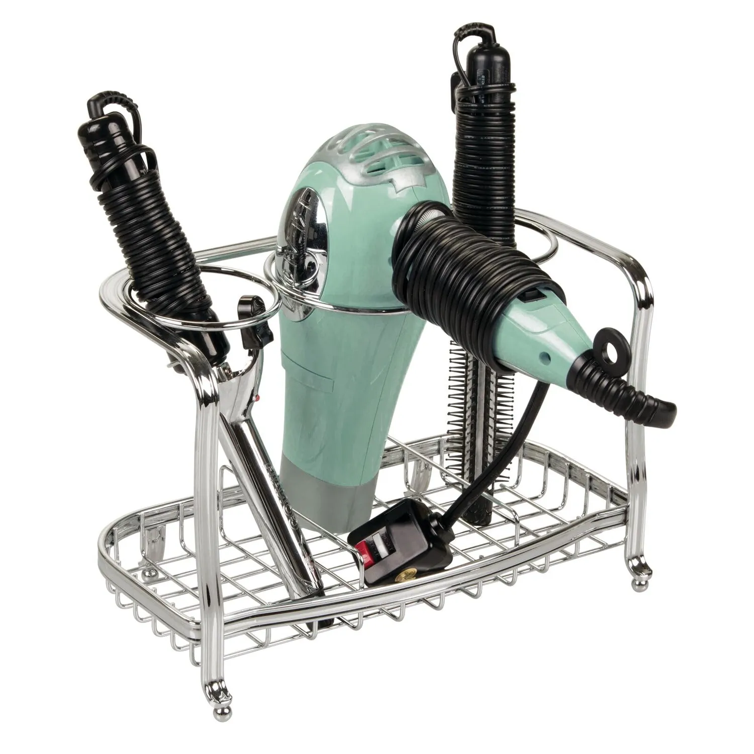 mDesign Fönhalter freistehend silber Badorganizer Stylingstation