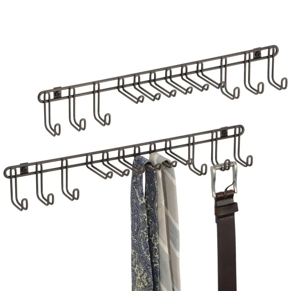 mDesign Hakenleiste Bronze 2er Set Krawatten- Gürtelhalter