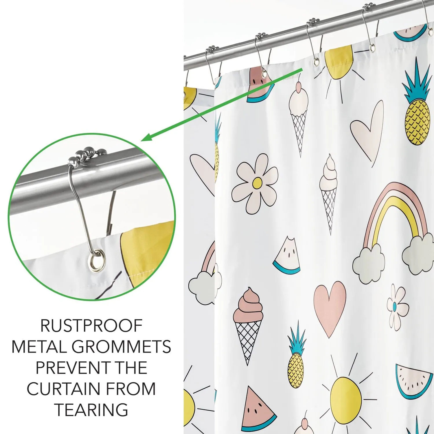 mDesign Duschvorhang Polyester 182,9 cm mehrfarbig