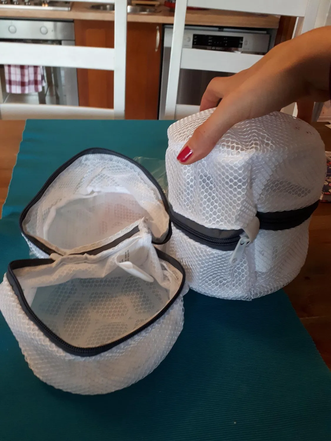 mDesign Wäschesack Wäschenetz weiß 2er-Set mit Reißverschluss