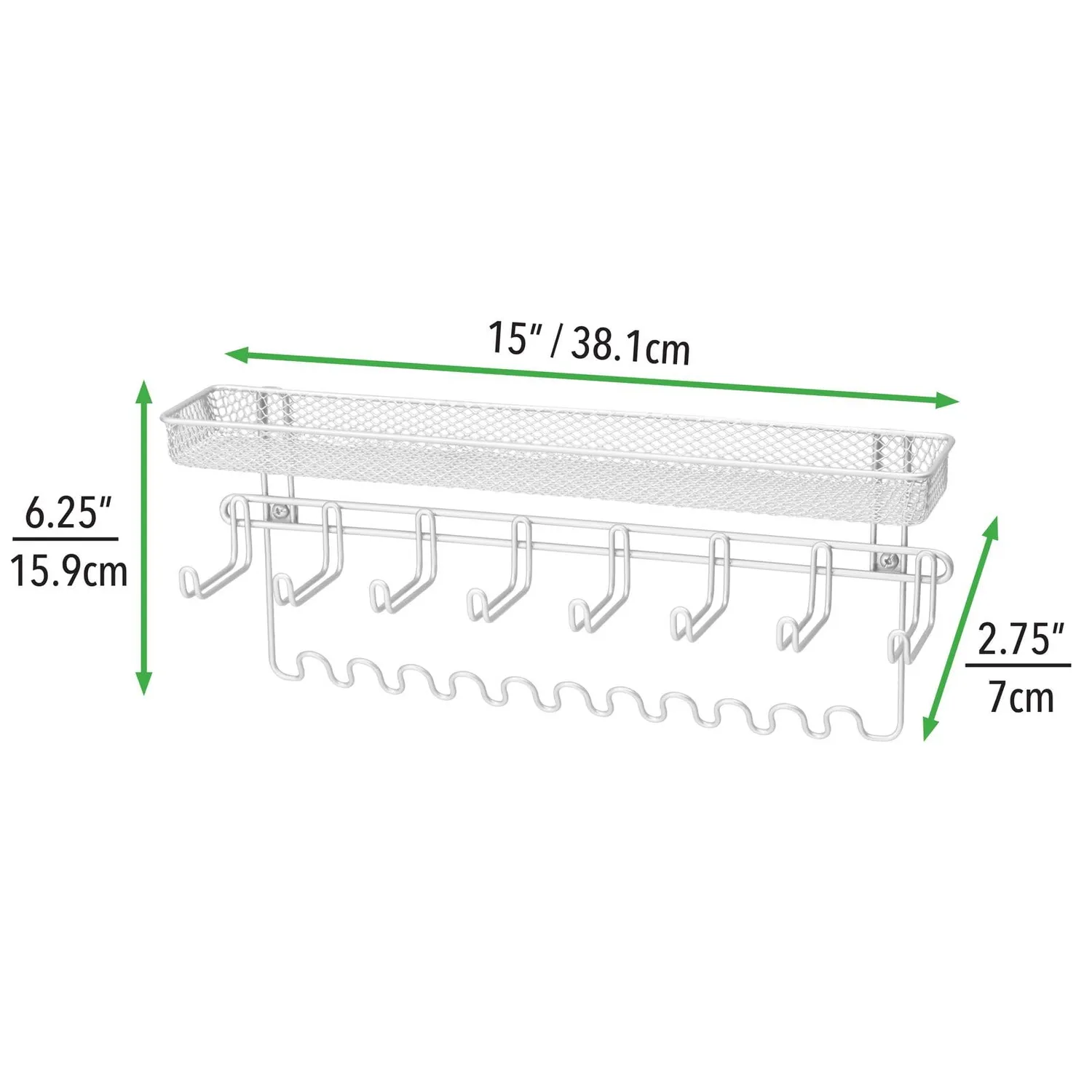 mDesign Schmuck Organizer Wandgarderobe weiß 19 Haken Ablage