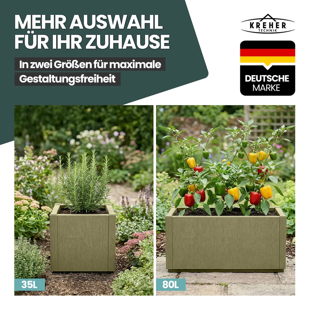 Kreher Ethica Pflanzkasten schmal 36x36x36 Olivgrün Struktur