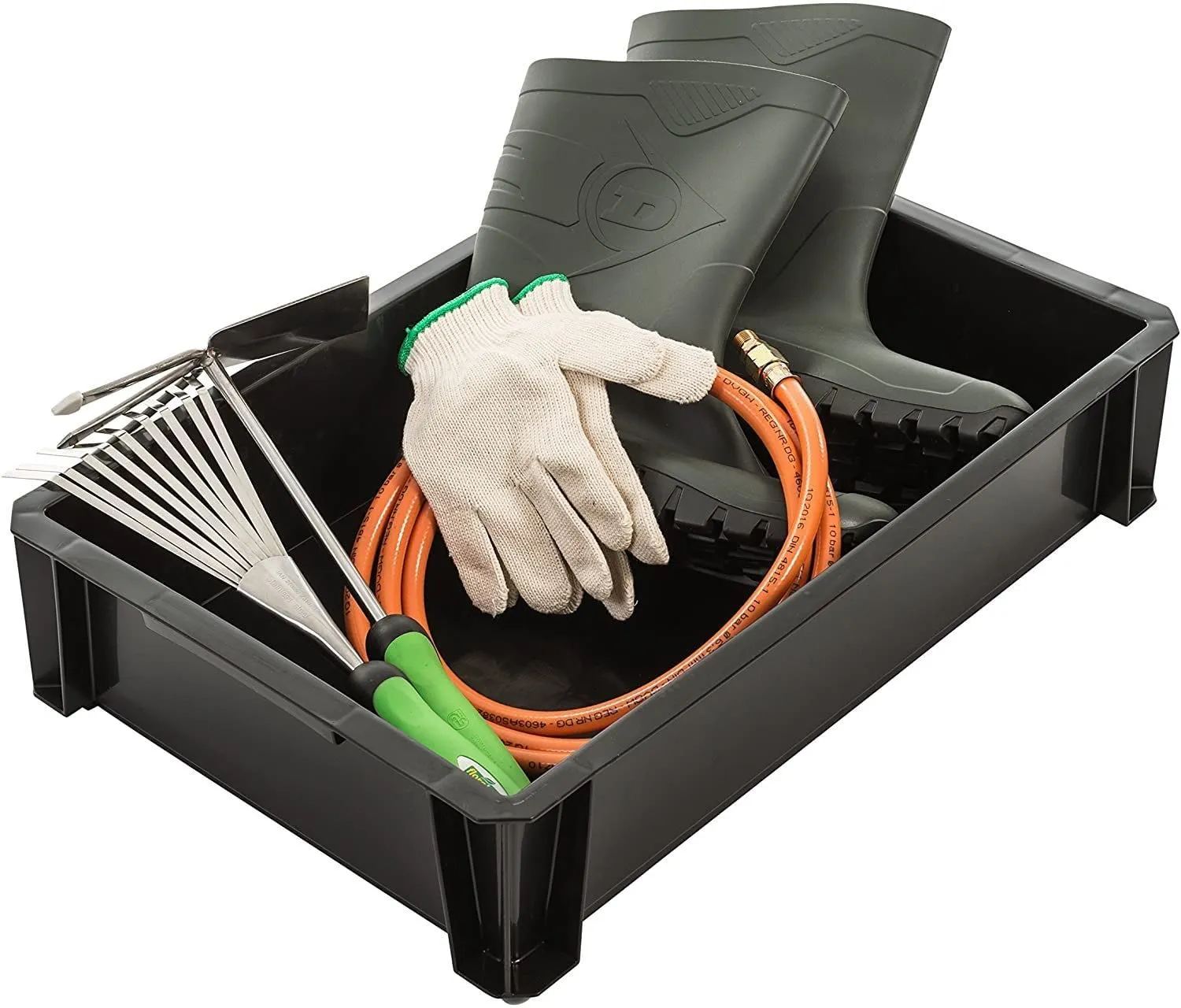 Iris Ohyama STB-L Stapelbox schwarz 18L 3er-Set mit Griffen