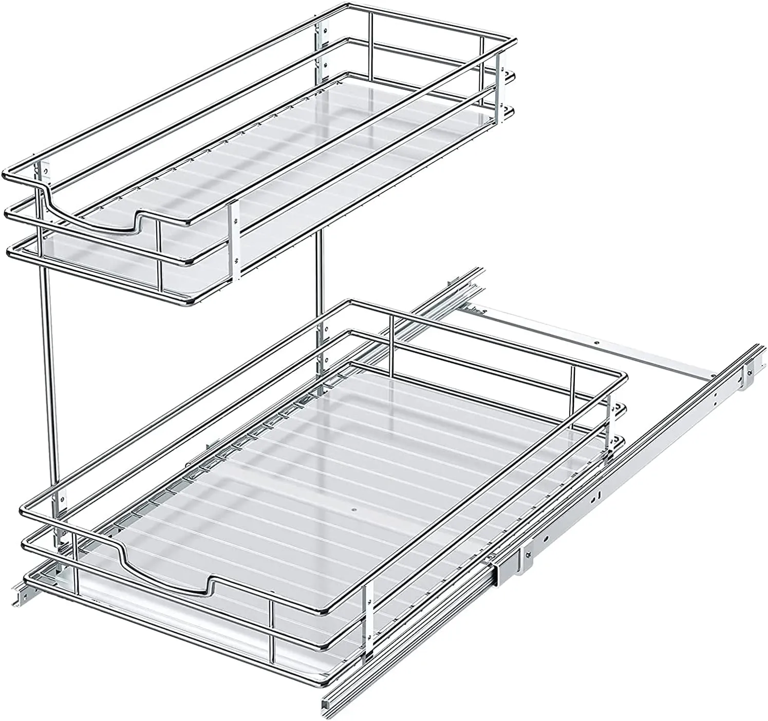 BOMCLAP Unterschrank Organizer Ausziehregal 2 Etagen silber Metall