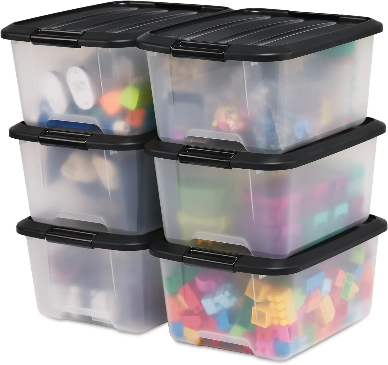 Iris Ohyama Aufbewahrungsbox 45L 3er-Set Schwarz Deckel