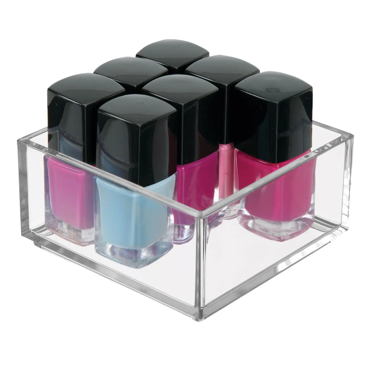 mDesign Kosmetikkorb Badablage 3er-Set durchsichtig 10,2 cm quadratisch