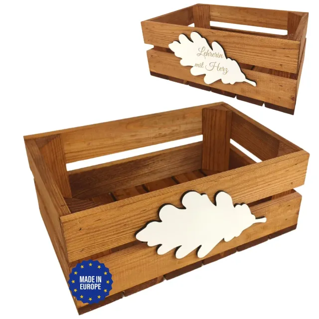 GoodFreshDecor Holzbox mit Deckel 30x20x12 cm Wunschtext braun