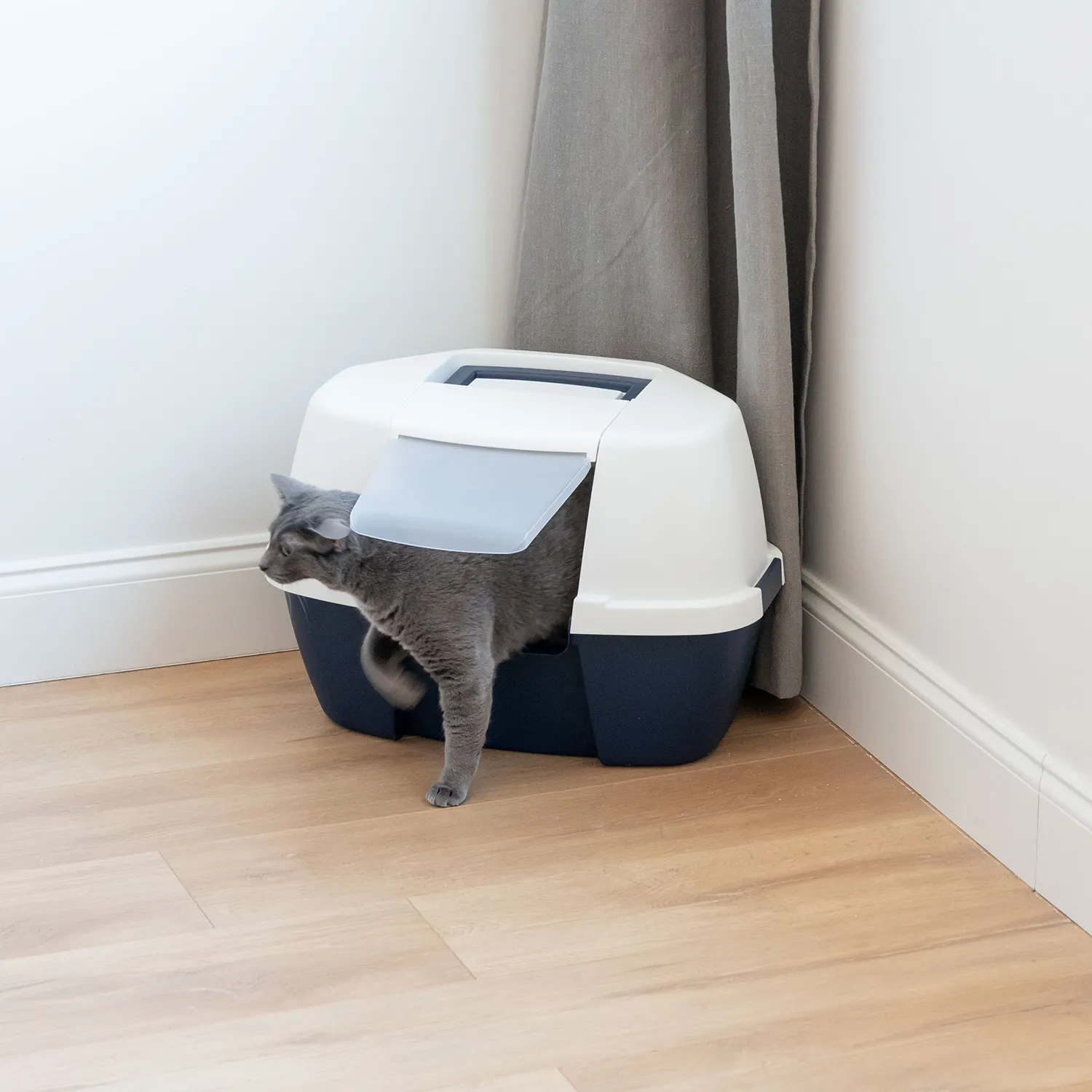 Iris Ohyama Jumbo Corner Katzentoilette Navy Eckform