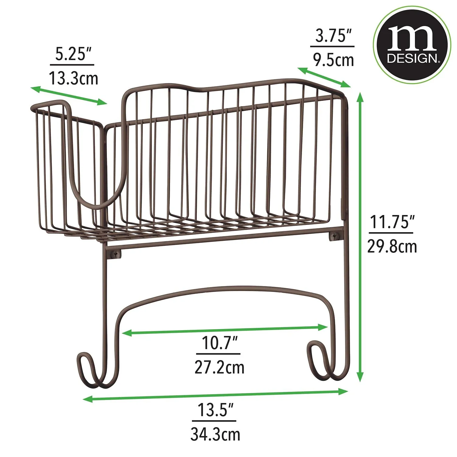 mDesign Bügelbretthalterung Wand Bronze mit Eisenkorb